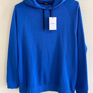 THEORY Hoodie Otto Thermal Sweater Organic Cotton Puce Blue Size LARGE NWT $225